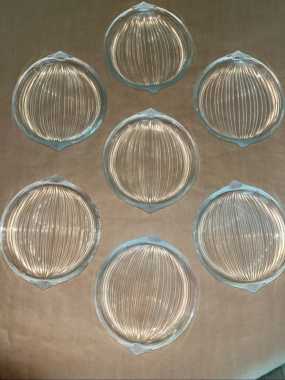 Set of 7 Mikasa Clear Glass Accent Plates with frosted trim